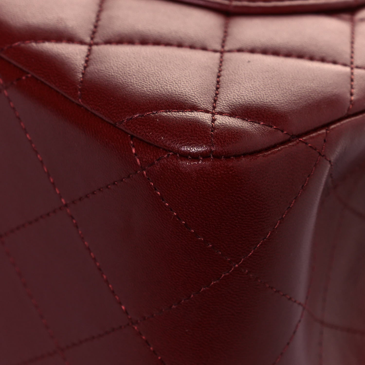Chanel Lambskin Quilted Jumbo Double Flap Dark Red 10 of 11