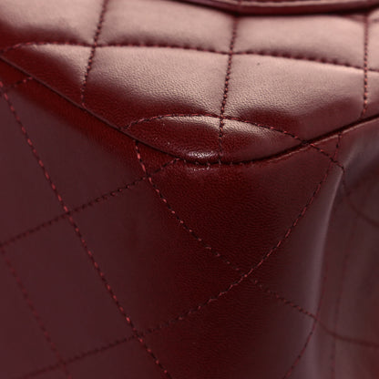Chanel Lambskin Quilted Jumbo Double Flap Dark Red 10 of 11