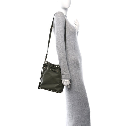 Valentino Garavani Pebbled Calfskin Small Rockstud Bucket Bag Green 2 of 9