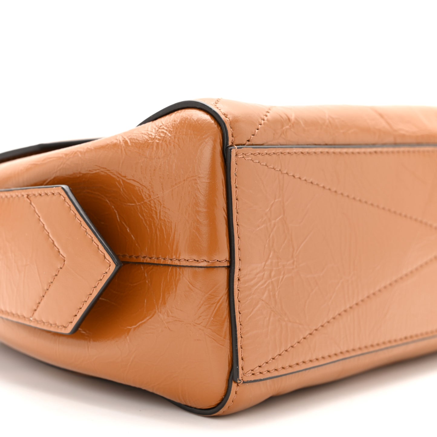 Creased Patent Calfskin Small ID Flap Tan