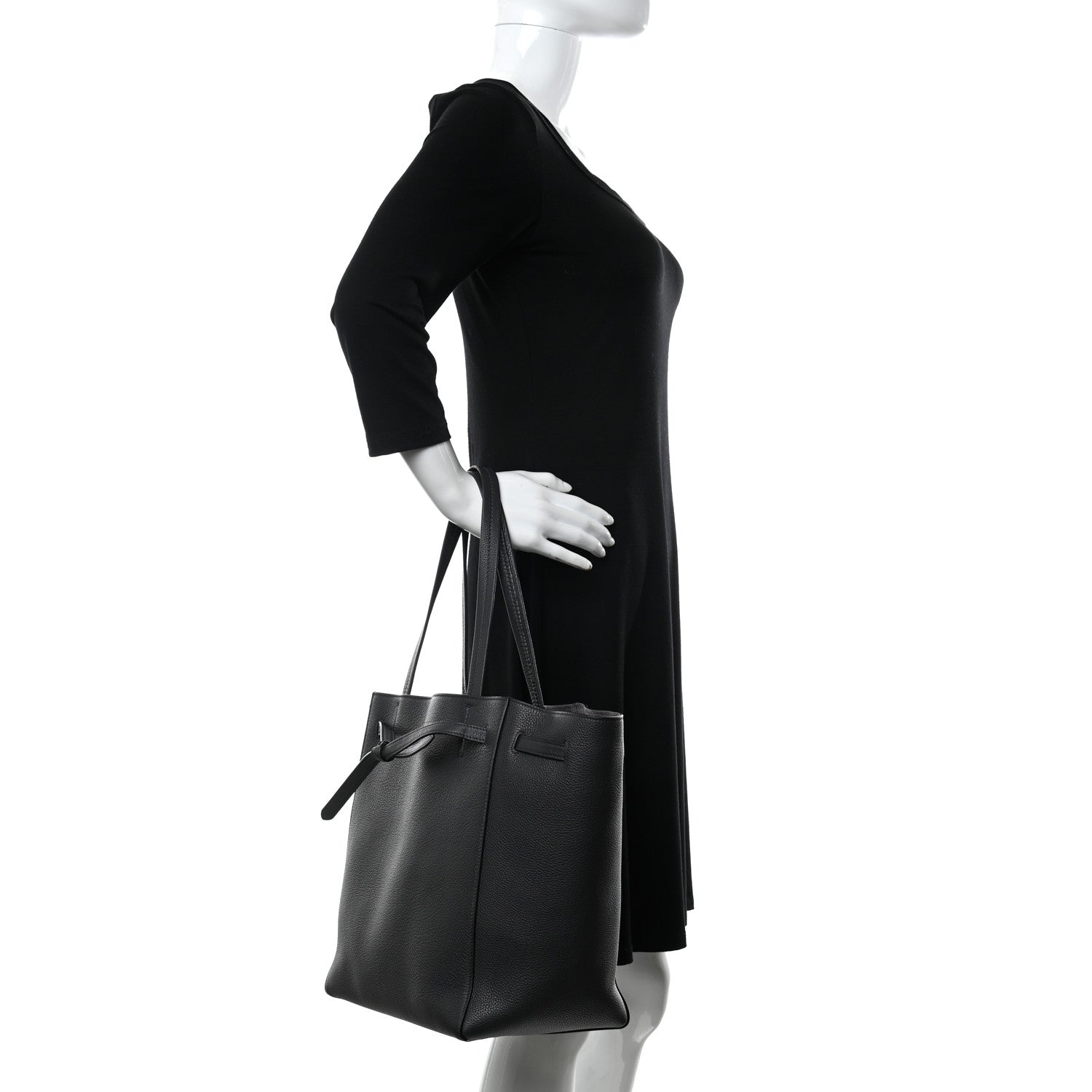 Celine Soft Grained Calfskin Small Belt Cabas Phantom Liquorice 2 of 10