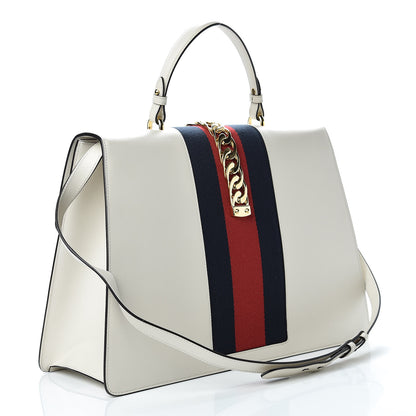Gucci Calfskin Maxi Sylvie Top Handle Bag White 4 of 14