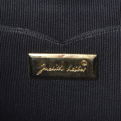 Judith Leiber Snakeskin Pleated Evening Bag Black 6 of 8
