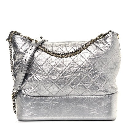 Chanel Metallic Aged Calfskin Quilted Large Gabrielle Silver 1 of 14