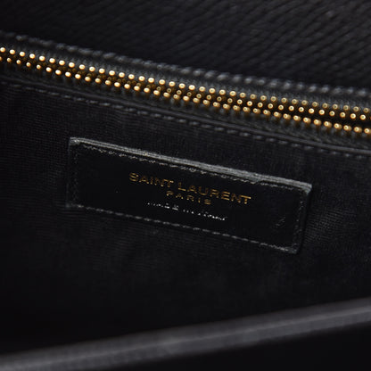 Saint Laurent Textured Calfskin Medium Classic Monogram Universite Bag Black 7 of 12
