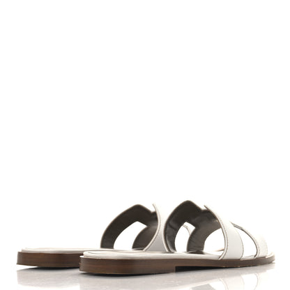 Hermes Box Calfskin Oran Sandals 36 White 5 of 10