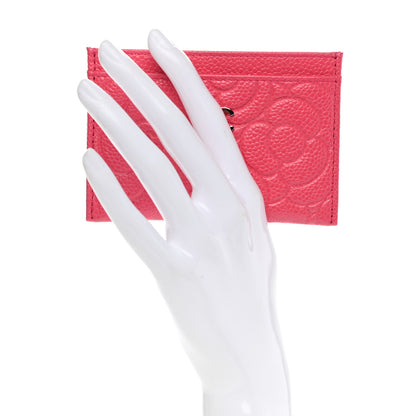 Chanel Caviar Camellia Embossed Card Holder Pink 2 of 9