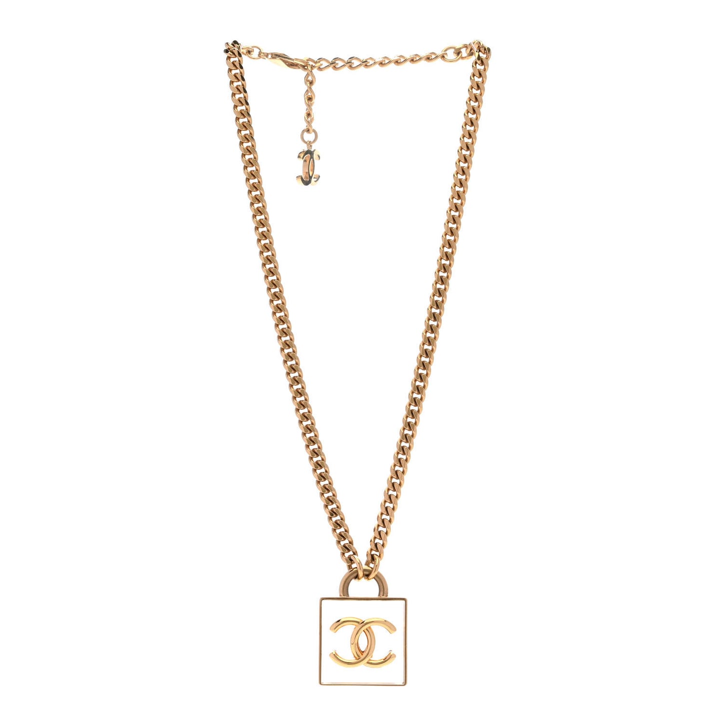 Metal Resin CC Square Necklace Gold Transparent