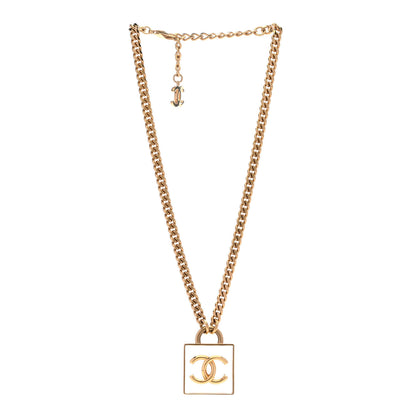 Chanel Metal Resin CC Square Necklace Gold Transparent 3 of 6