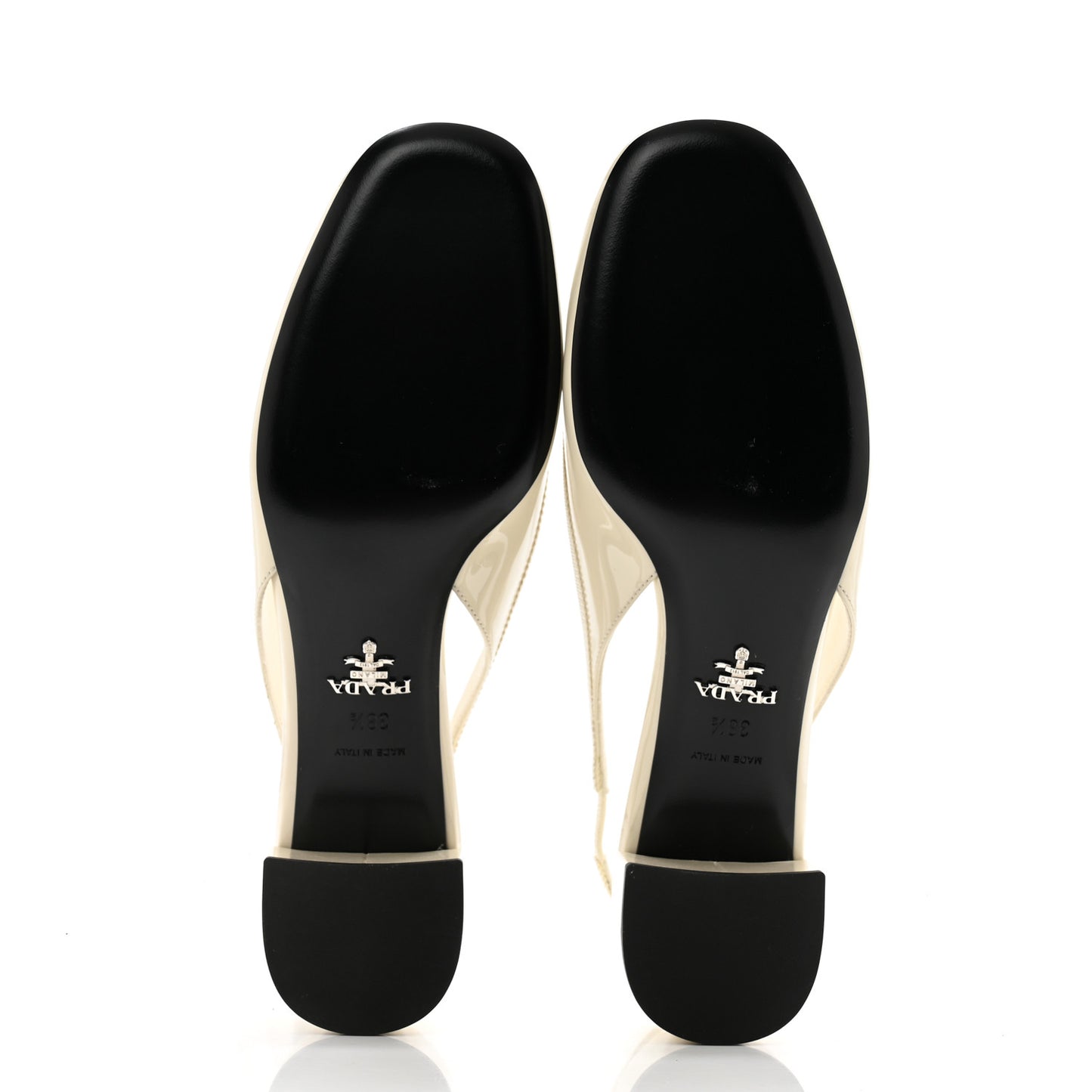 Vernice Triangle Bow 45mm Slingback Pumps 38.5 Avorio