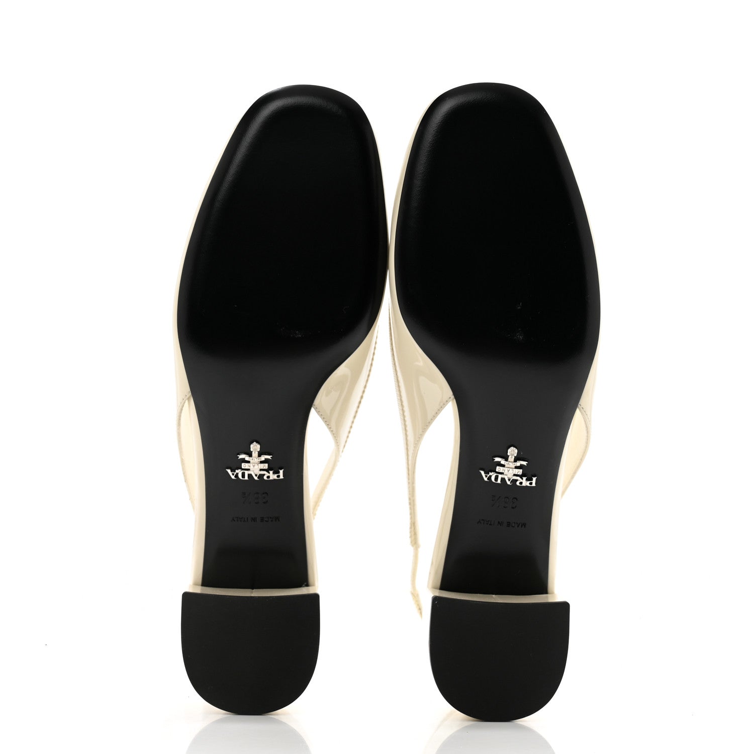 Prada Vernice Triangle Bow 45mm Slingback Pumps 38.5 Avorio 5 of 9