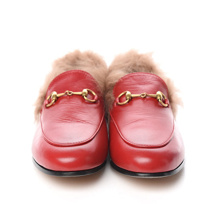 Gucci Malaga Kid Fur Womens Jordaan Loafers 36.5 Hibiscus Red Natural 2 of 9