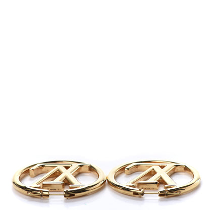 Louis Vuitton Metal Louise Hoop Earrings Gold 3 of 4