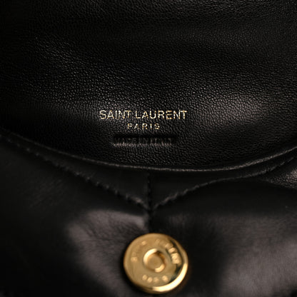 Saint Laurent Lambskin Monogram Loulou Puffer Pouch Clutch Black 7 of 9