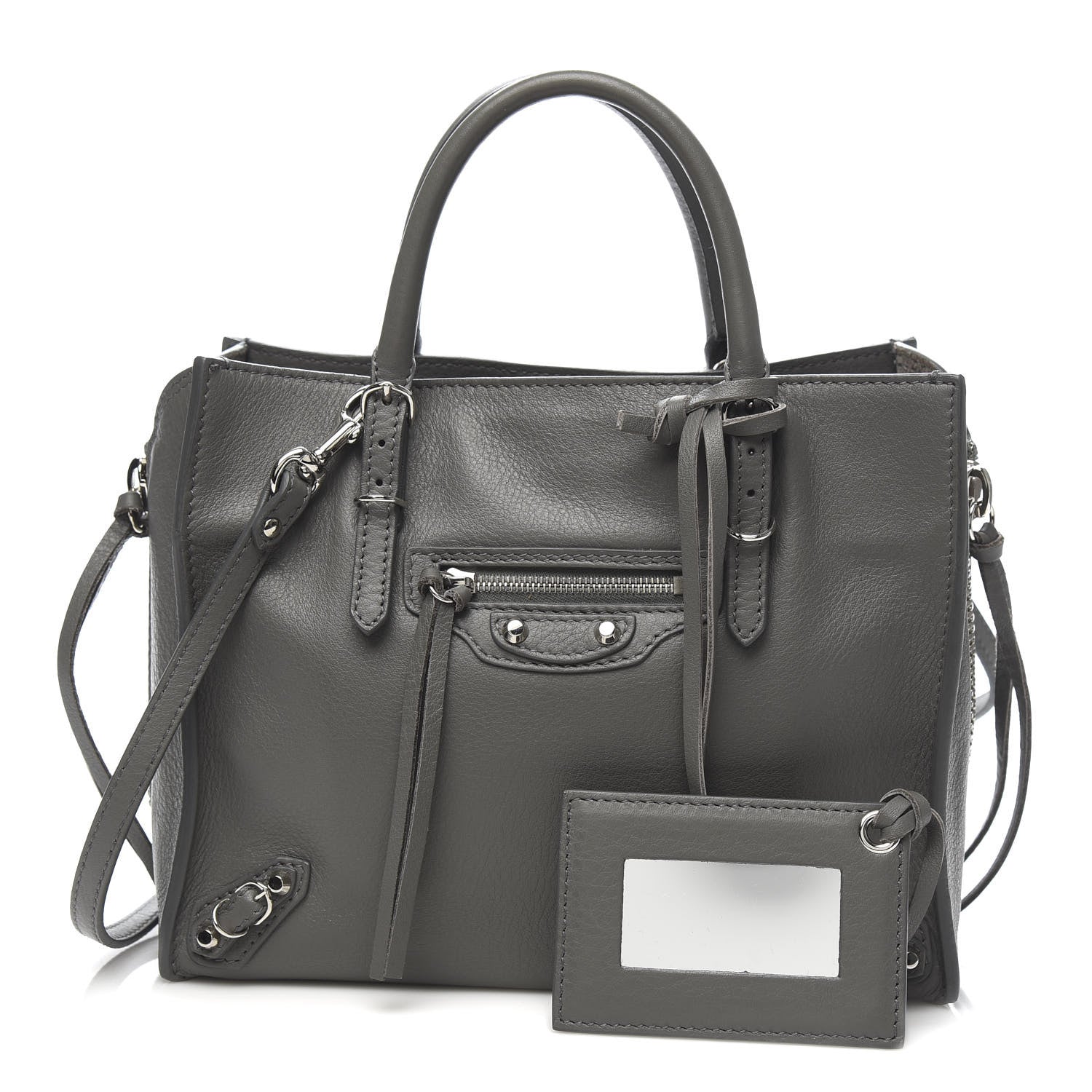 Balenciaga Calfskin Papier Mini A4 Zip Around Tote Gris Metal 1 of 10