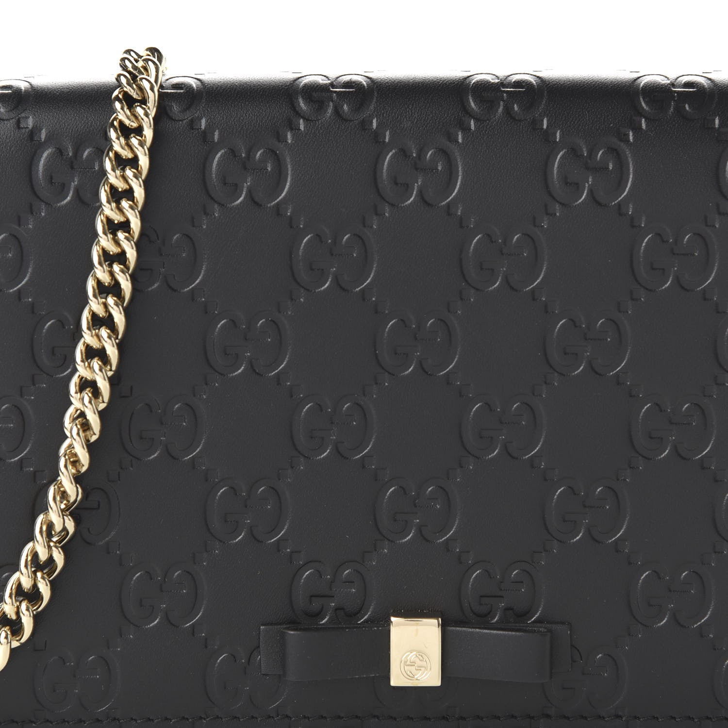 Gucci Guccissima Signature Bowy Chain Wallet Black 9 of 10
