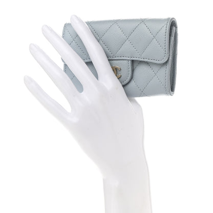 Chanel Caviar Quilted Flap Card Holder Wallet Light Blue 2 of 9