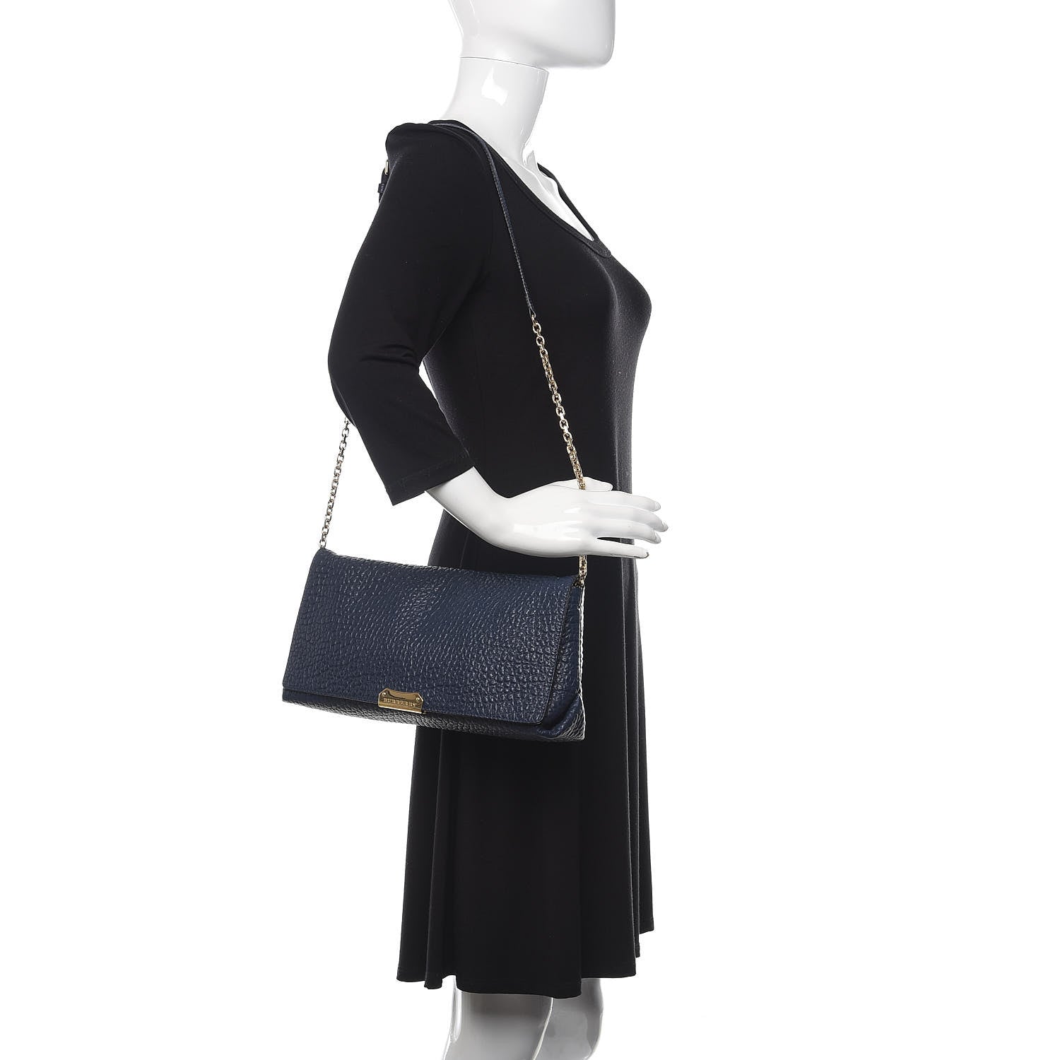 Burberry Signature Grain Medium Mildenhall Crossbody Bag Blue Carbon 2 of 11