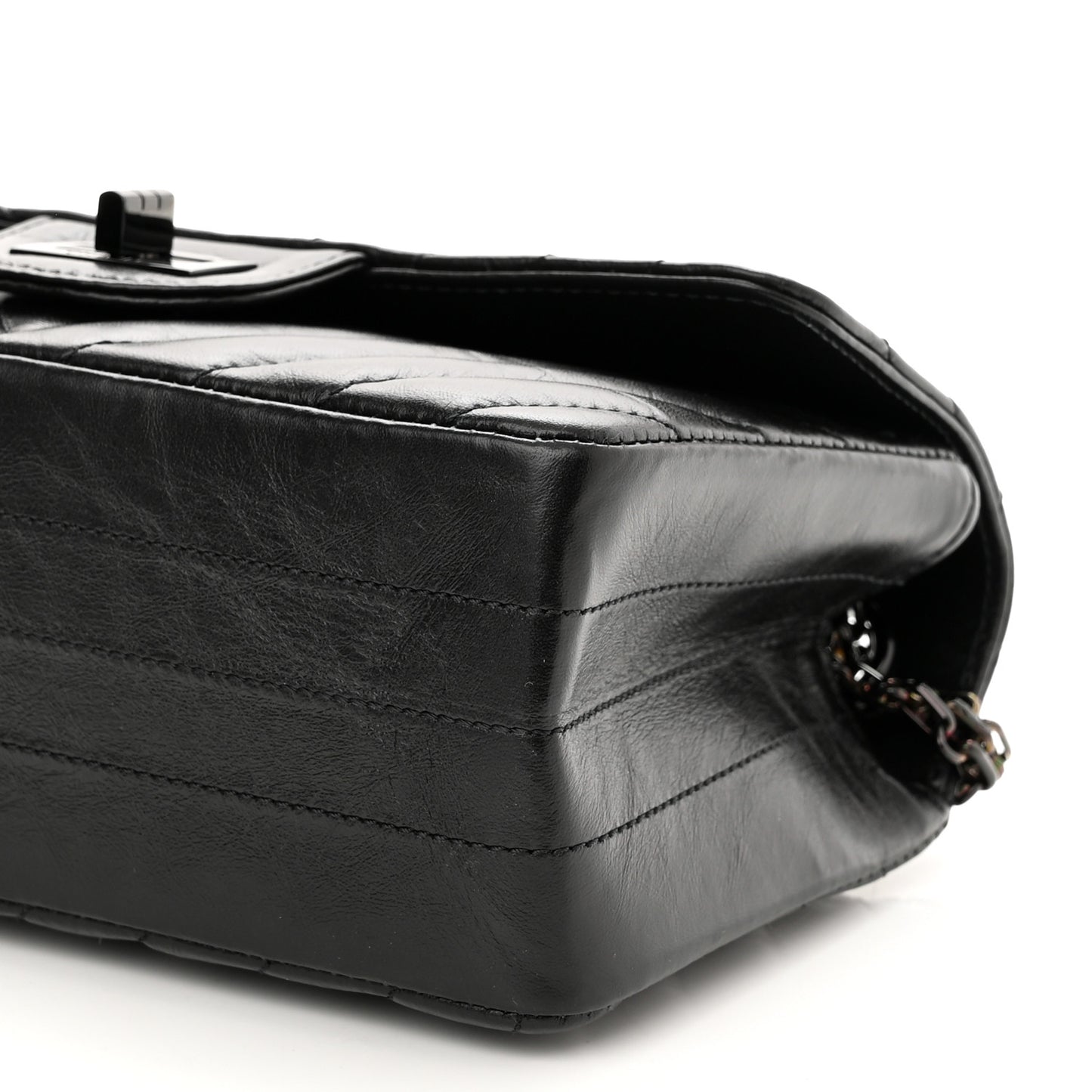 Aged Calfskin Chevron Quilted 2.55 Reissue Mini Flap So Black