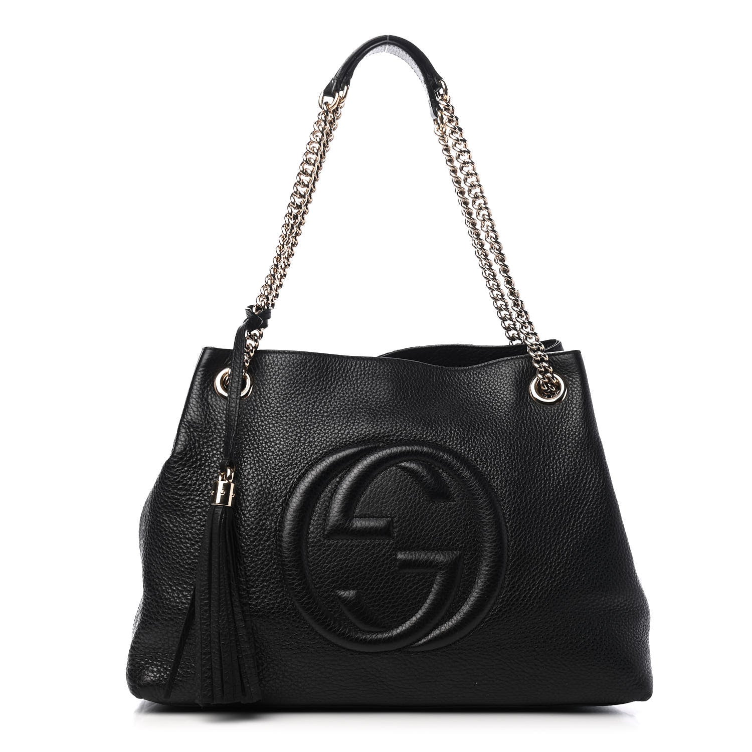 Gucci Pebbled Calfskin Medium Soho Chain Shoulder Bag Black 1 of 9