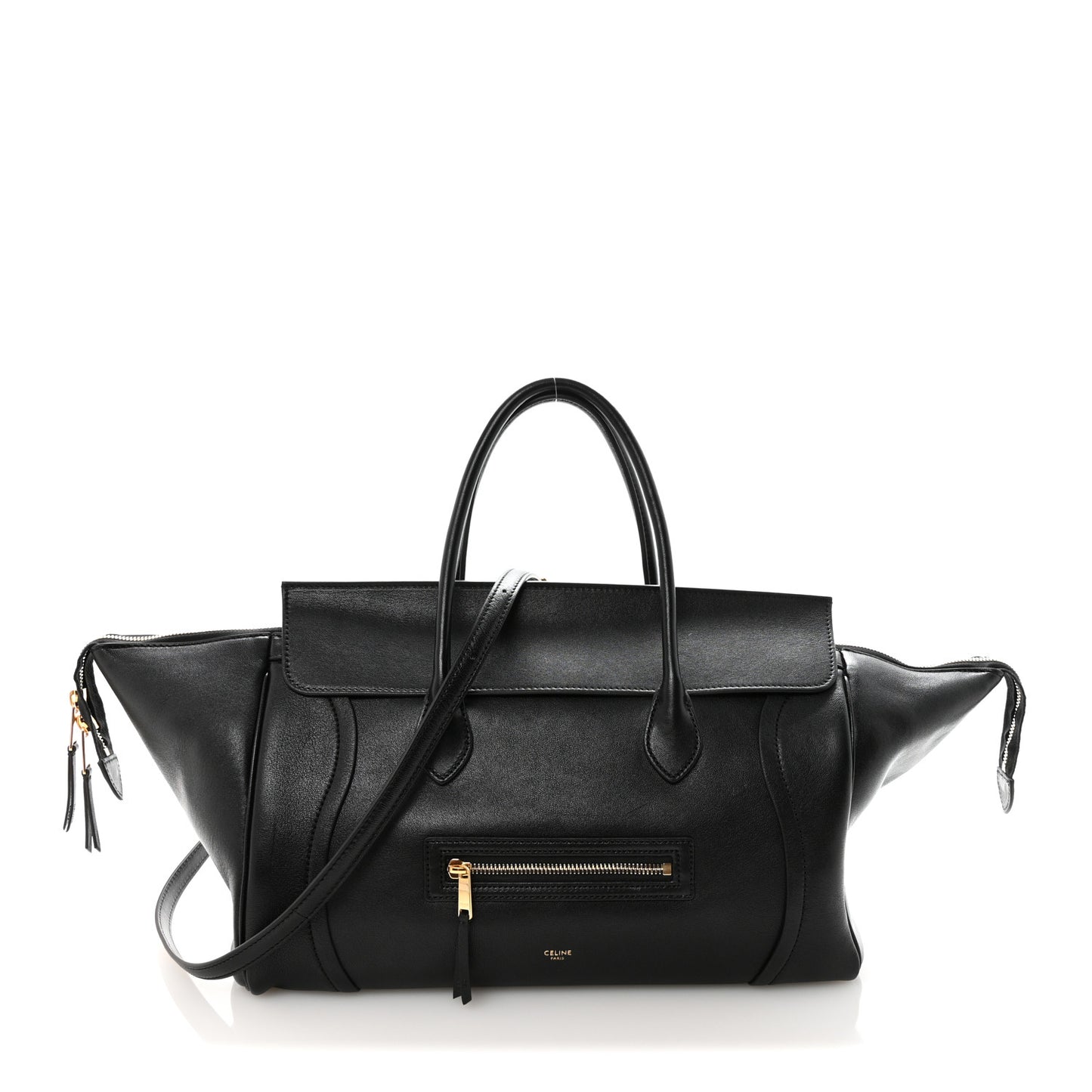 Supple Shiny Lambskin Luggage Black
