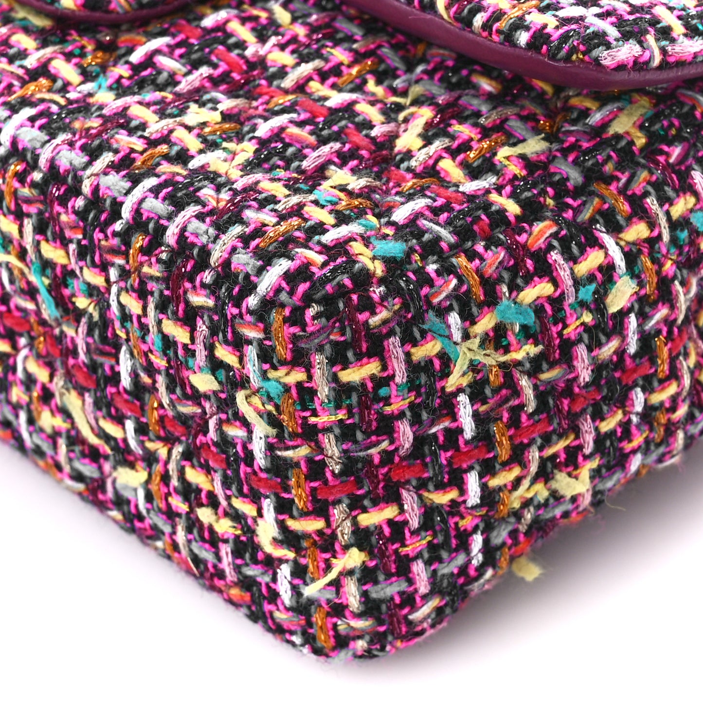 Tweed Quilted Mini Rectangular Flap Pink Multicolor