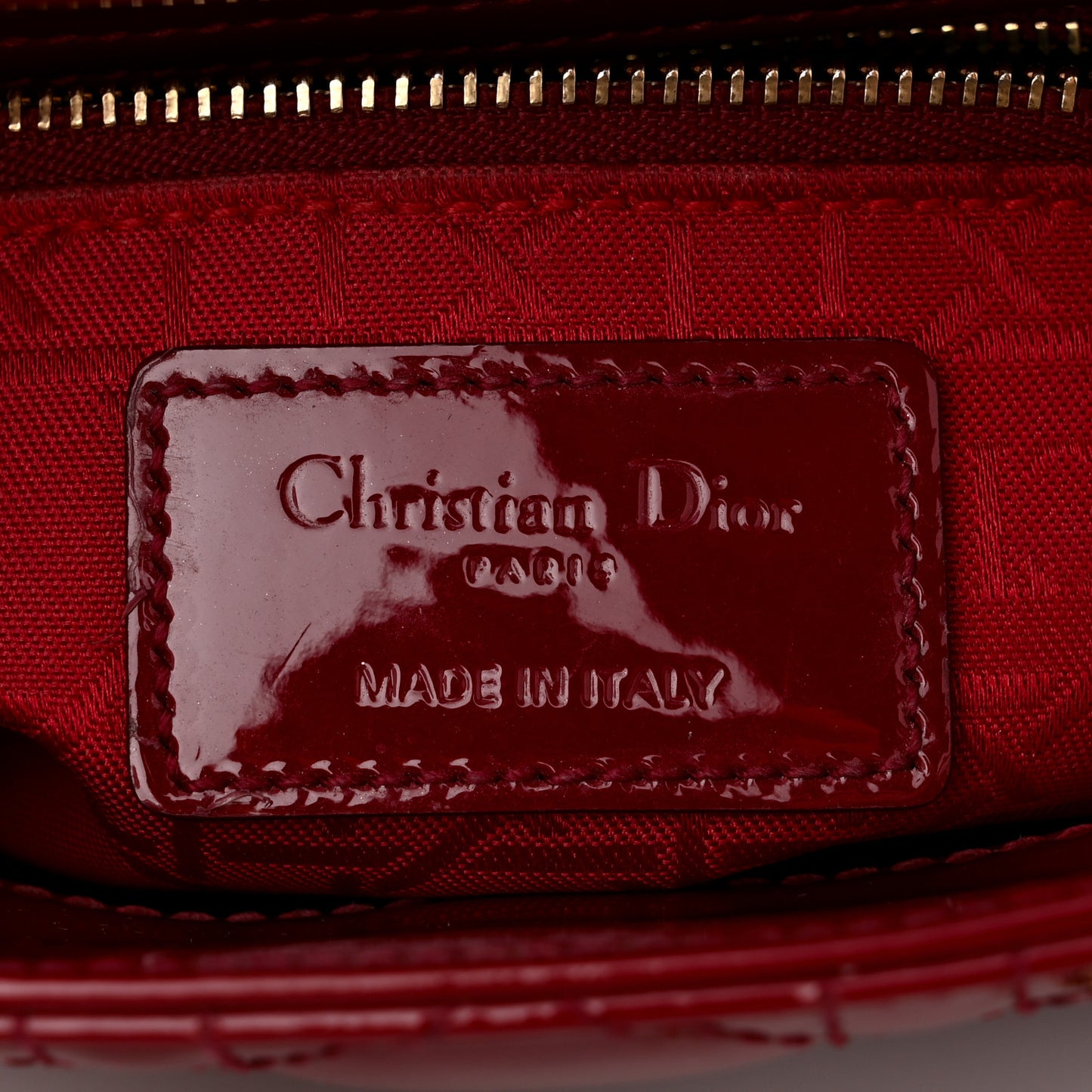 Patent Cannage Mini Lady Dior Red