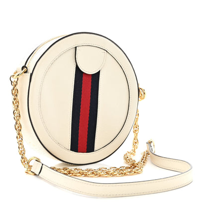 Gucci Textured Calfskin Web Mini Ophidia Round Shoulder Bag Mystic White 3 of 13