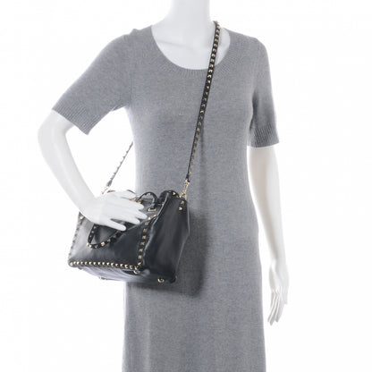 Valentino Garavani Vitello Small Rockstud Tote Black 2 of 6