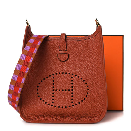 Hermes Taurillon Clemence Maxi Quadrille Evelyne TPM Cuivre Capucine Parme Rouge Duchess 10 of 10