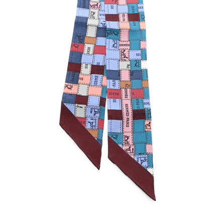 Hermes Silk Bolduc Au Carre Twilly Ciel Cobalt Bordeaux 2 of 3