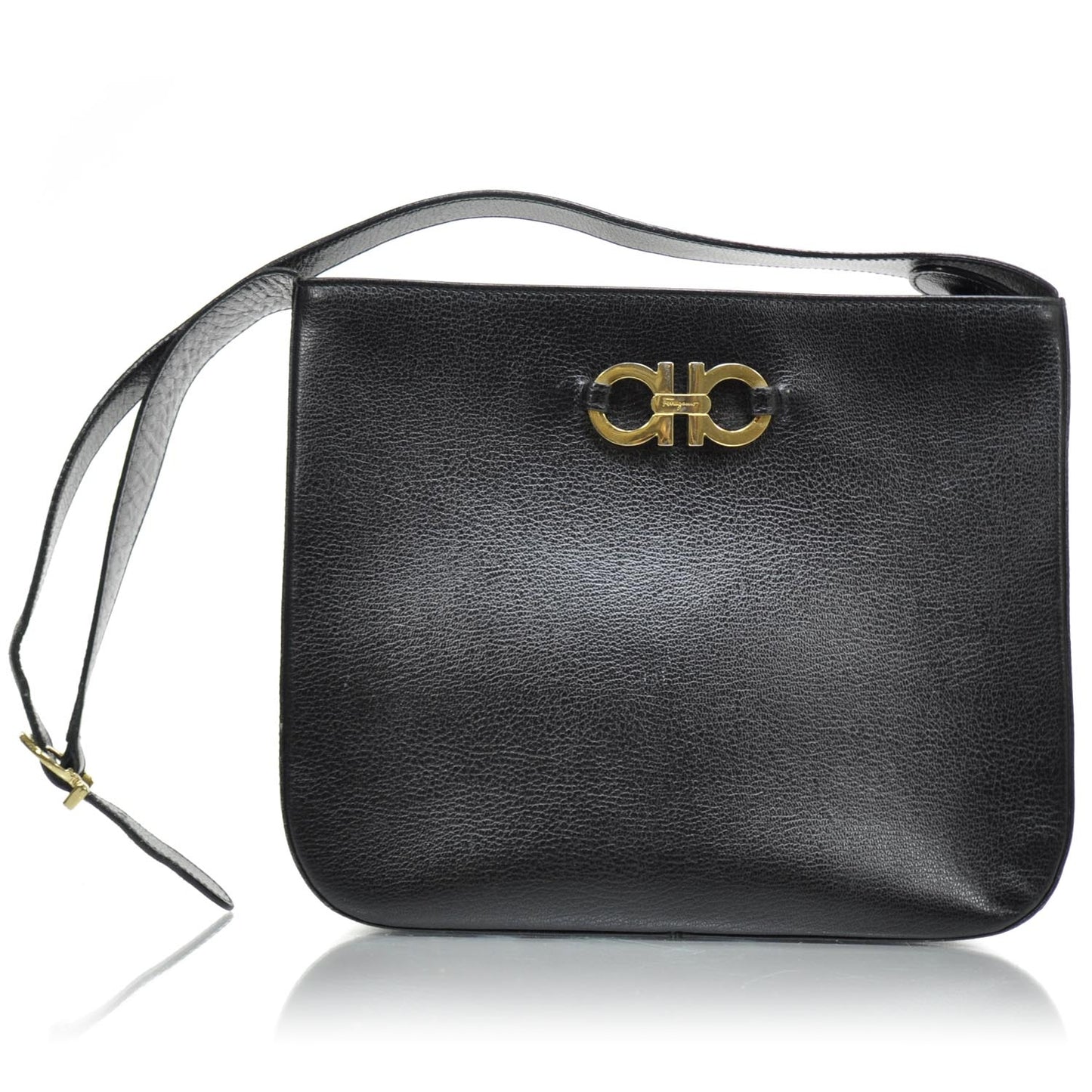 SALVATOREFERRAGAMOLeatherGanciniShoulderBagBlack