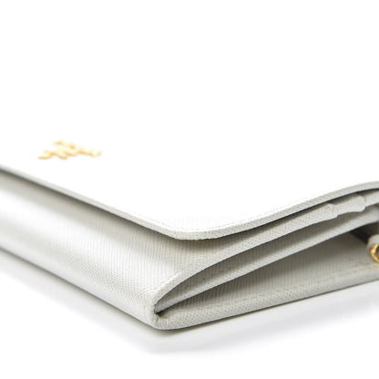 Prada Saffiano Metal Oro Chain Wallet Talco 7 of 12