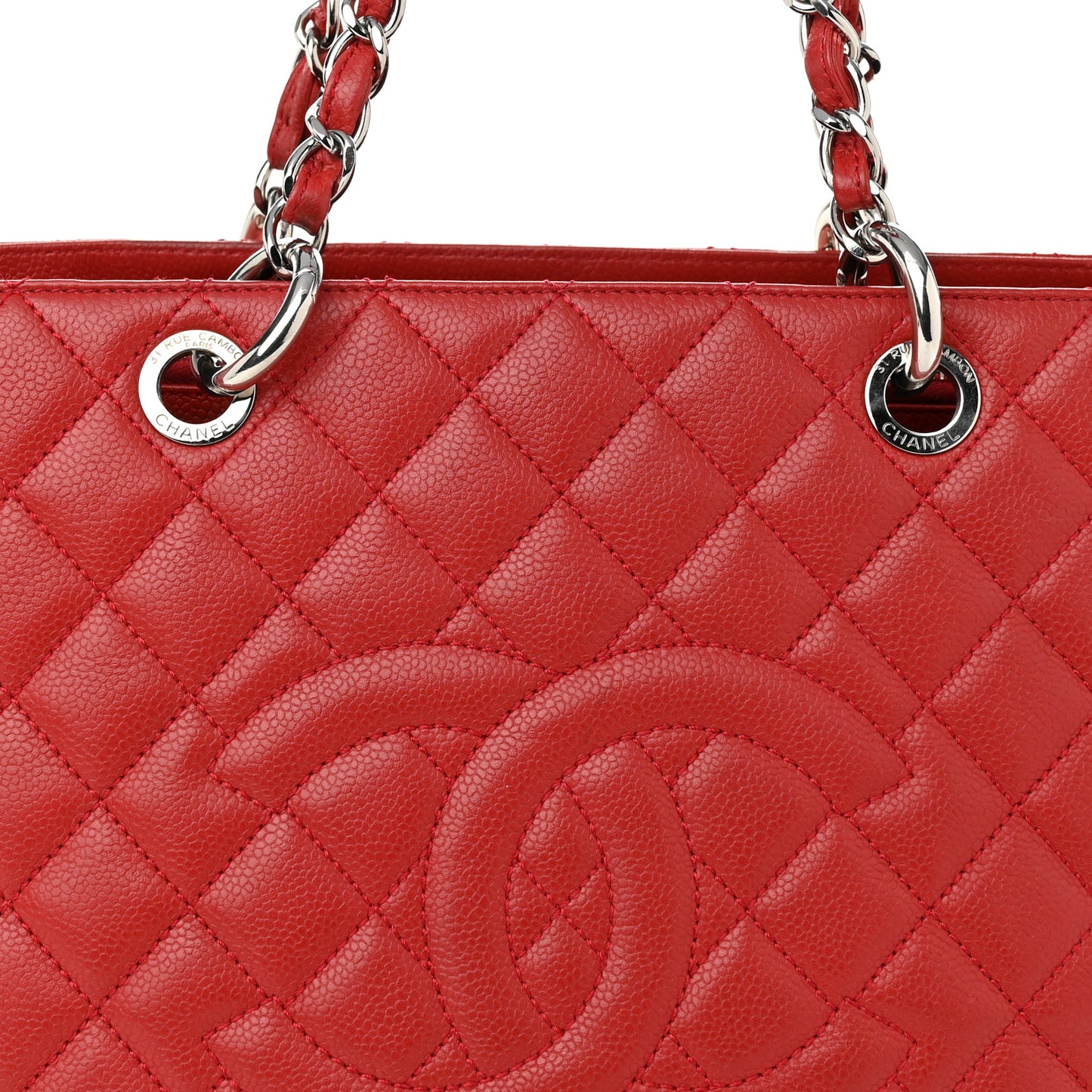 Caviar Quilted Grand Shopping Tote GST Red