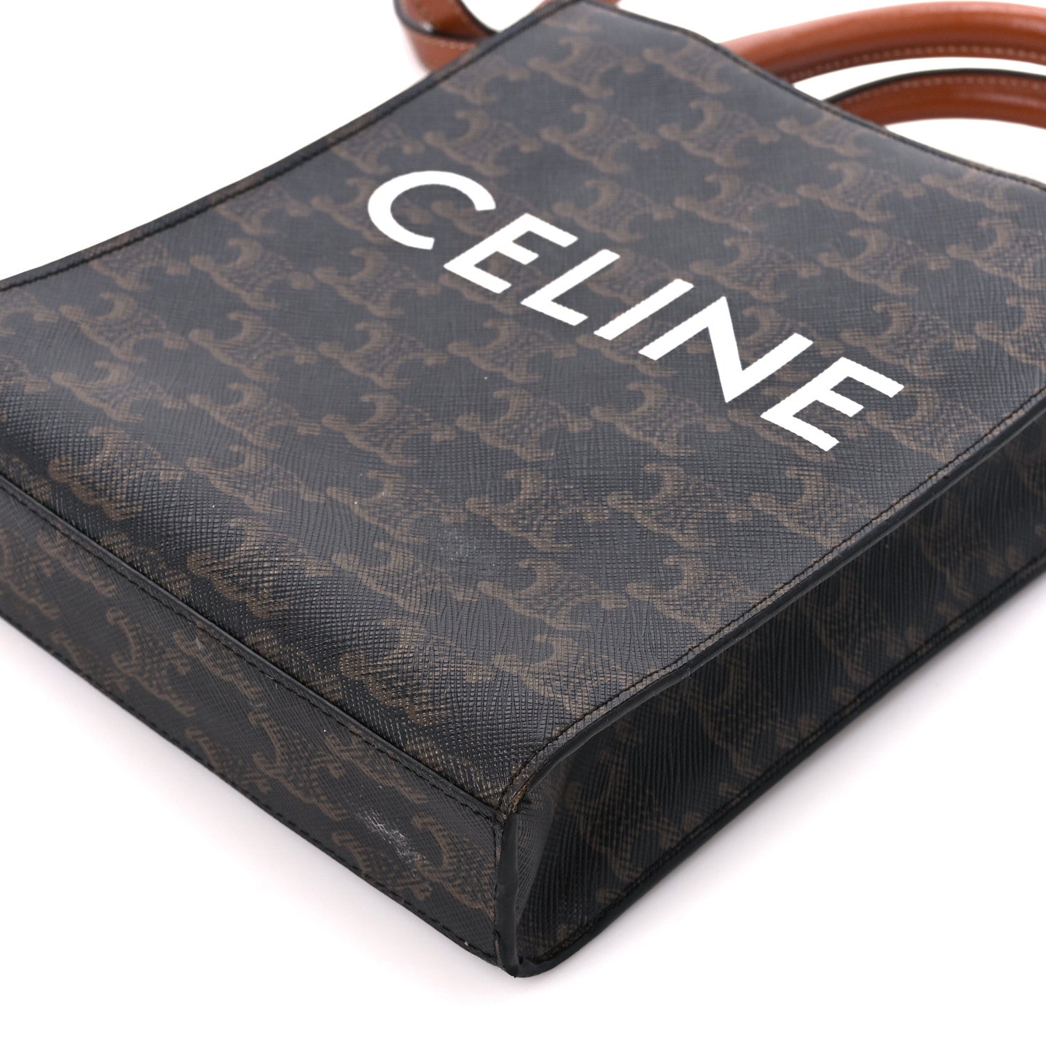 Celine Triomphe Canvas Calfskin Mini Vertical Cabas Tan 9 of 11