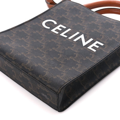 Celine Triomphe Canvas Calfskin Mini Vertical Cabas Tan 9 of 11