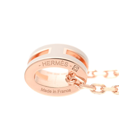 Hermes Lacquered Rose Gold Mini Pop H Pendant Necklace Marron Glace 4 of 6