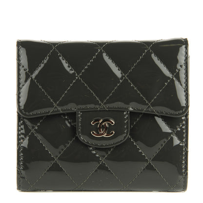 Chanel Patent Quilted Compact Flap Wallet Grey 1 of 8