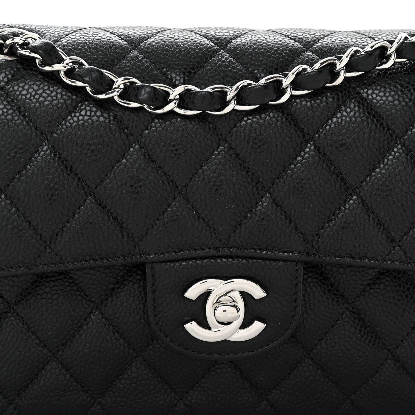 Caviar Quilted Small Double Flap Black