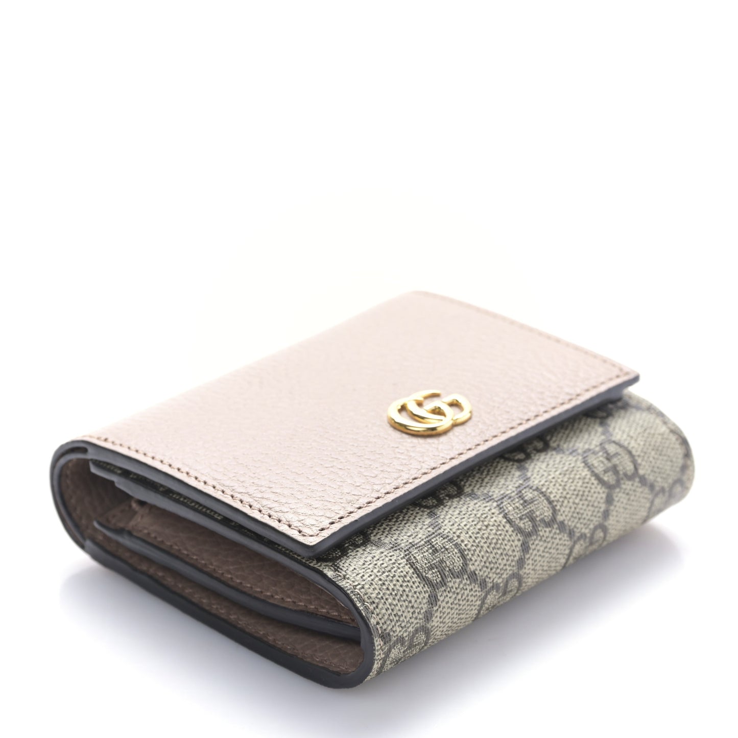 Dollar Calfskin GG Supreme Monogram Medium GG Marmont Card Case Porcelain Rose Beige Ebony