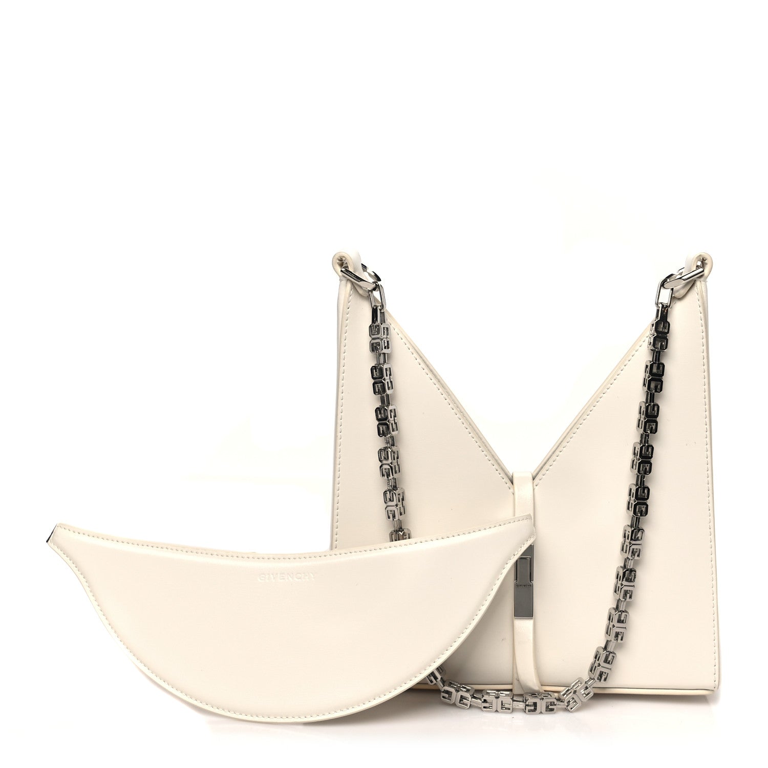 Givenchy Box Calfskin Mini Cut Out Shoulder Bag Ivory 3 of 10