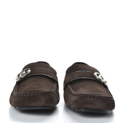 Gucci Suede Mens Driver Queen Loafers 10 Cocoa 2 of 10