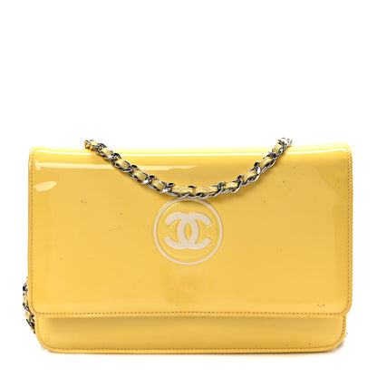 Chanel Patent CC Compact Wallet on Chain WOC Yellow 1 of 13