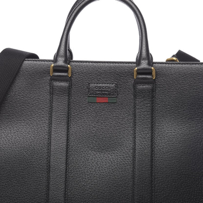 Gucci Grained Calfskin Web Top Handle Tote Black 8 of 10