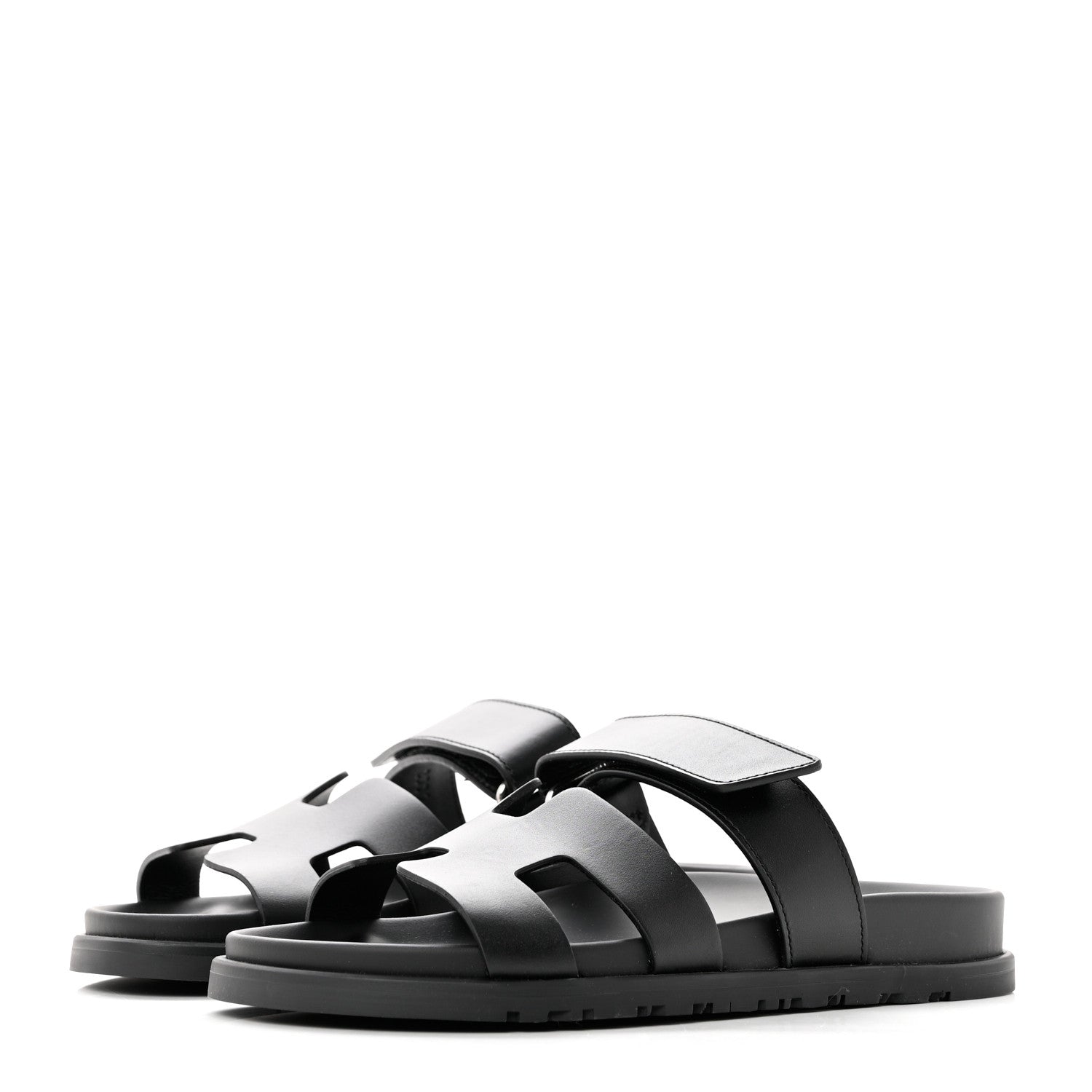 Hermes Calfskin Womens Chypre Sandals 37 Black 3 of 9