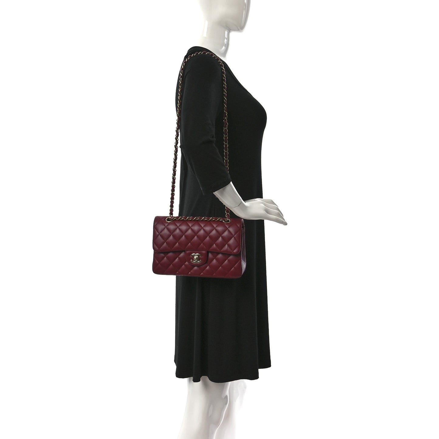 Lambskin Quilted Small Double Flap Burgundy