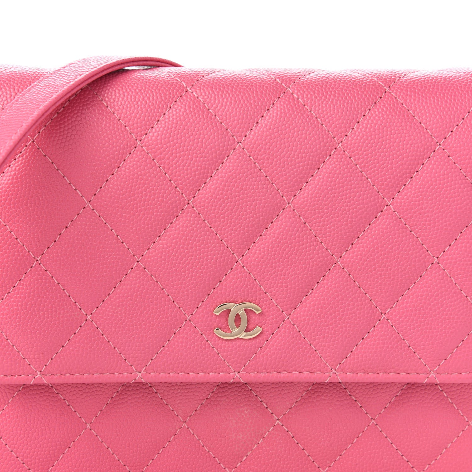 Chanel Caviar Quilted Square Wallet On Chain WOC Pink 10 of 12