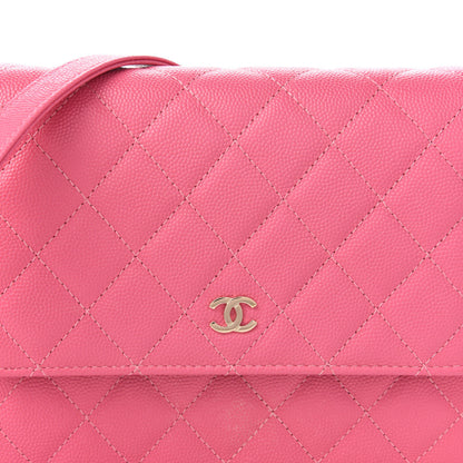 Chanel Caviar Quilted Square Wallet On Chain WOC Pink 10 of 12