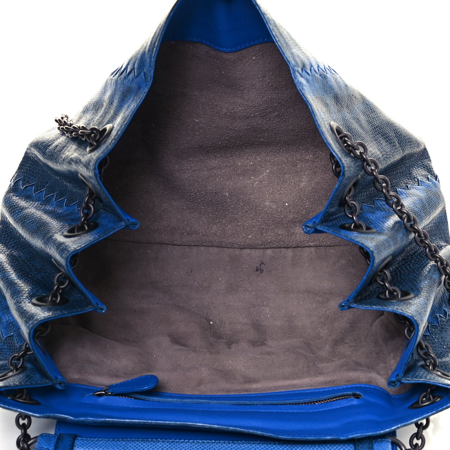 Nappa Lizard Intrecciato Flap Shoulder Bag Blue
