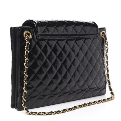 Chanel Patent Goatskin Quilted 3 Pocket Accordion Flap Black 3 of 14
